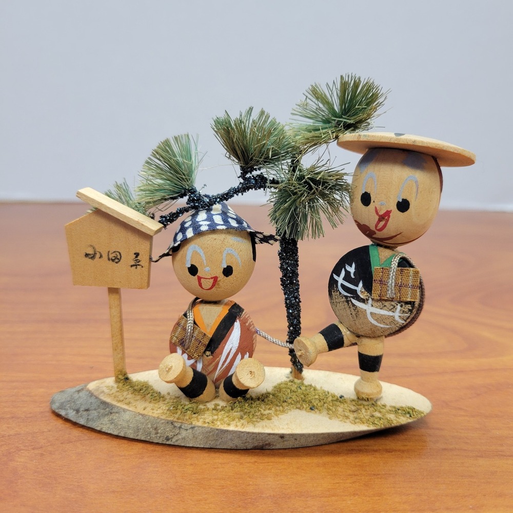 Pair of Hand‎ Made Wooden Kokeshi dolls